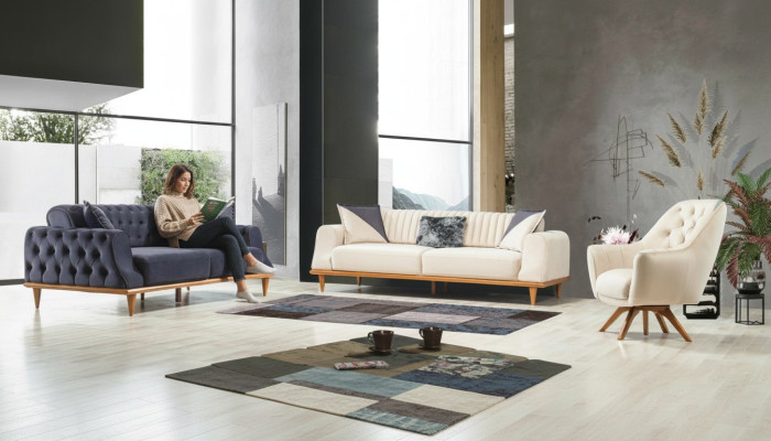 Sessel Beige 1 Sitzer Wohnzimmer Klassische Design Chesterfield