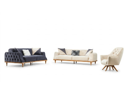 Sessel Beige 1 Sitzer Wohnzimmer Klassische Design Chesterfield