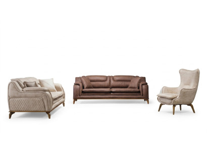 Sofa Braun 3 Sitzer Wohnzimmer Klassische Design Luxus Italienischer Stil 3er