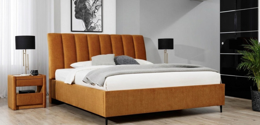 Bett Orange Schlafzimmer Polster Möbel Textil Moderner Stil Betten