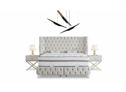 Schlafzimmer Set Weiß Boxspring Bett Chesterfield Elegantes 2x Nachttische 3tlg. Schlafzimmer Set Weiß Boxspring Bett Chesterfield Elegantes 2x Nachttische 3tlg.