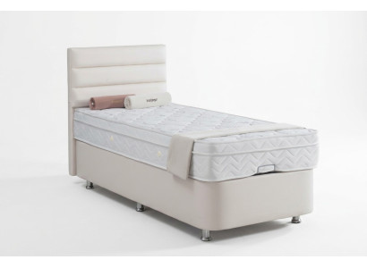 Bett Beige Einzelbett Metall Modern Schlafzimmer Betten Möbel 120x200