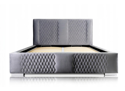 Bett Grau Doppelbett Modern Elegantes Bett Polster Stoff Schlafzimmer Modern Neu