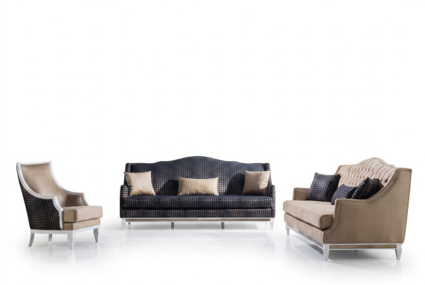 Moderne Wohnzimmer Sofagarnitur Polster Dreisitzer Designer Sessel 3tlg
