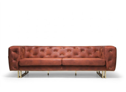 Chesterfield Textil Stoff Sofa Edles Design Klassische Möbel braun 3 Sitz
