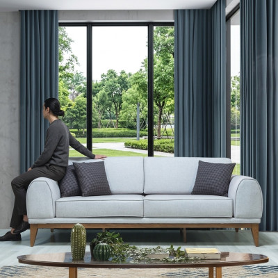 Graues Luxus Sofa Designer 3-er Couch Wohnzimmer 3-Sitzer Ledersofas