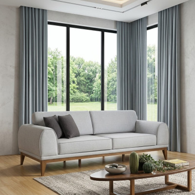 Graues Luxus Sofa Designer 3-er Couch Wohnzimmer 3-Sitzer Ledersofas
