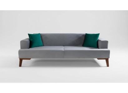 Elegante Graue Couch Dreisitzer Sofa Wohnzimmer Sitzmöbel Samt