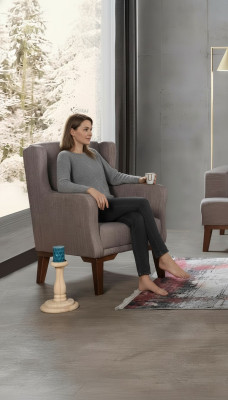 Sessel Luxus Polster Möbel Wohnzimmer Einsitzer Sessel Textil neue Farbe braun
