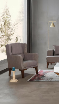 Sessel Luxus Polster Möbel Wohnzimmer Einsitzer Sessel Textil neue Farbe braun