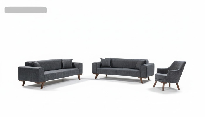 Sofagarnitur 3+3+1 Sitz Design Sofas Polster Couchen Grau Möbel 3tlg