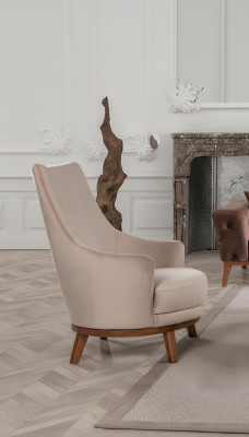 Sessel Polster Möbel Wohnzimmer Einsitzer Relax Textil Lounge Lehnstuhl Beige