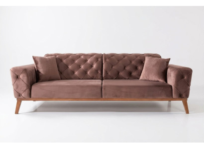 Braune Chesterfield Couch Elegante Sofa Wohnzimmer Sitzmöbel Samt