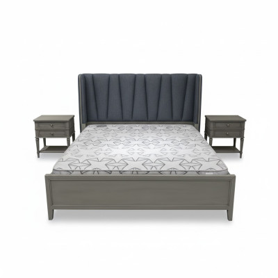 Modernes Bett Polster Design Luxus Doppel Hotel Betten Möbel Ehe Holzbetten Grau