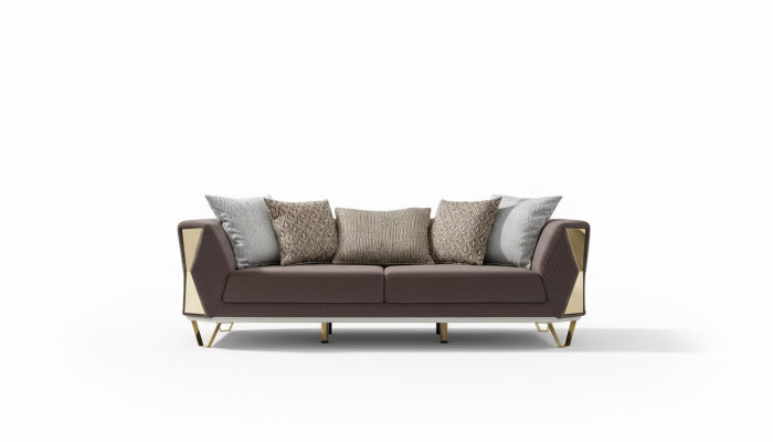 Dreisitzer Sofa 3 Sitz Sofas Wohnzimmer Couch Stoff Couchen Möbel grau