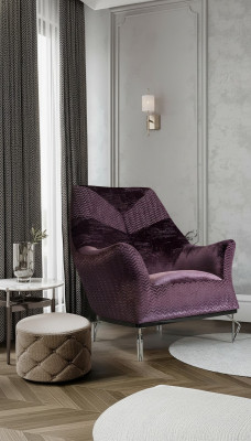 Sessel Einsitzer 1Sitzer Polster Sitz Designer Sitz Stoff Moderne Lila