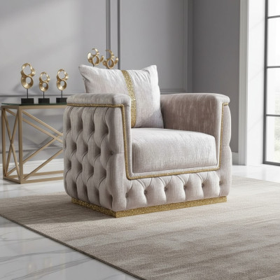 Sessel Sitz Modern Design Wohnzimmer Polster Metall mit Textil