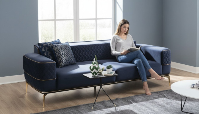 Dreisitzer Sofa 3 Sitzer Couches Sofas Luxus Gepolsterte Couch Stoff Modern Neu