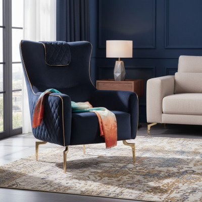 Sessel Ohrensessel Luxus 1 Sitzer Polster Sitz Designer Textil Sitz Stoff Modern