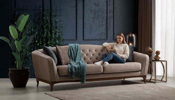 Dreisitzer Sofa 3 Sitzer Sofas Luxus Gepolsterte Couch Stoff Couchen Möbel 230cm
