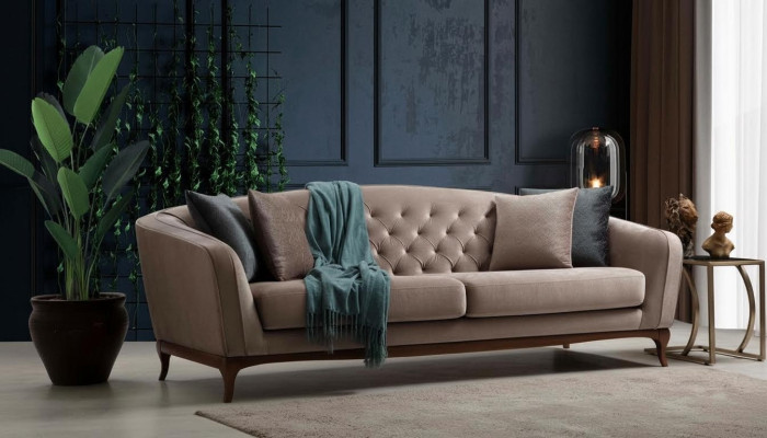 Dreisitzer Sofa 3 Sitzer Sofas Luxus Gepolsterte Couch Stoff Couchen Möbel 230cm