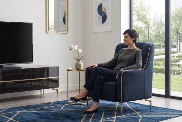 Sessel Einsitzer 1 Sitz Clubsessel Stoff Moderner Stuhl Wohnzimmer Möbel Textil