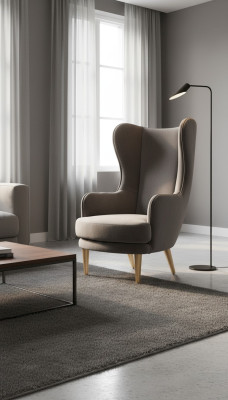 Ohrensessel Sessel Lehnstuhl 1 Sitz Sitz Stoff Luxus Wohnzimmer Modern Grau Neu