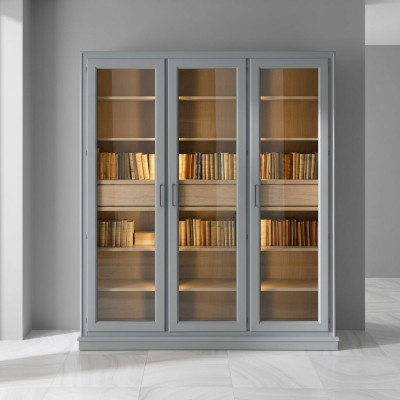 Grauer Bücherschrank mit Glastüren - Stilvolle Aufbewahrungslösung für Ihre Büchersammlung