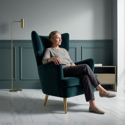 Ohrensessel Sessel Clubsessel Cocktailsessel Luxus Sitzer Sitz Wohnzimmer Grün