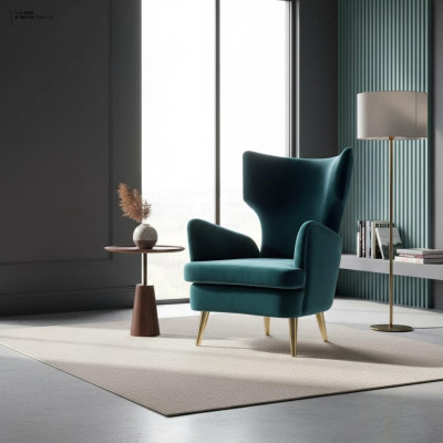 Ohrensessel Sessel Clubsessel Cocktailsessel Luxus Sitzer Sitz Wohnzimmer Grün