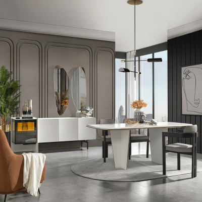  Esszimmer Garnitur Essgruppe Esstisch Luxus Stühle Essecke 5tlg Weiß