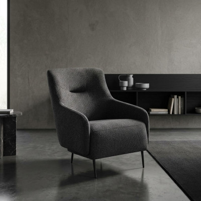 Sessel Ohrensessel Modern Stoff Wohnzimmer Polyester Grau Design Sitz Neu