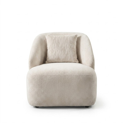 Sessel Ohrensessel Modern Stoff Wohnzimmer Polyester Weiß Design Sitz