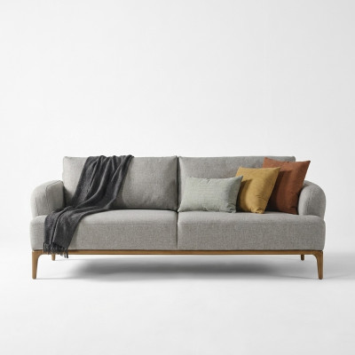 Modern Dreisitzer Sofa 3 Sitzer Sofas Design Grau Modern Stoff Polyester Neu