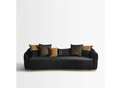 Moderner Design Chesterfield Viersitzer Sofa 4 Sitzer Sofas Stoff Polyester Blau Neu