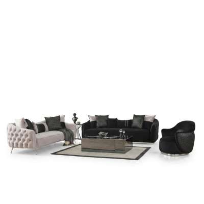 Sofagarnitur Sofa Sessel 431 Sitzer Stoff Luxus Sofas Weiß Schwarz