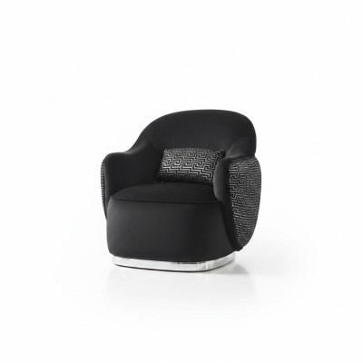 Sessel Ohrensessel Modern Stoff Wohnzimmer Polyester Schwarz Design