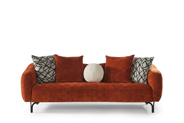 Dreisitzer Sofa 3 Sitzer Sofas Design Modern Stoff Orange Wohnzimmer