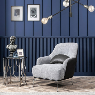Sessel Ohrensessel Modern Stoff Wohnzimmer Polyester Grau Design Sitz