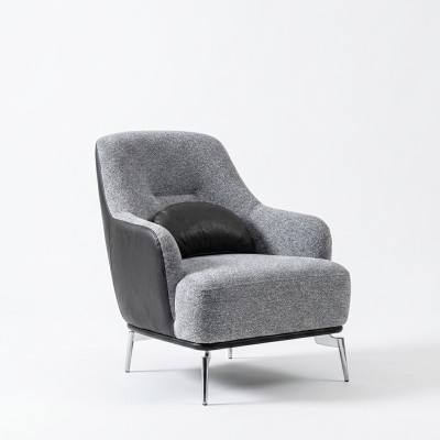 Sessel Ohrensessel Modern Stoff Wohnzimmer Polyester Grau Design Sitz