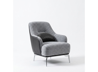 Sessel Ohrensessel Modern Stoff Wohnzimmer Polyester Grau Design Sitz