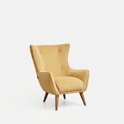 Sessel Ohrensessel Cocktailsessel Stoff Wohnzimmer Polyester Gelb Sitz