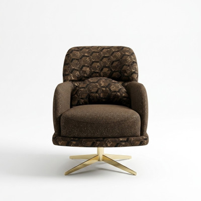 Sessel Ohrensessel Cocktailsessel Stoff Wohnzimmer Polyester Braun