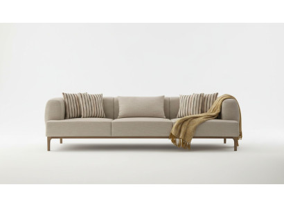Dreisitzer Sofa 3 Sitzer Sofas Beige Stoff Modern Wohnzimmer Luxus Neu 