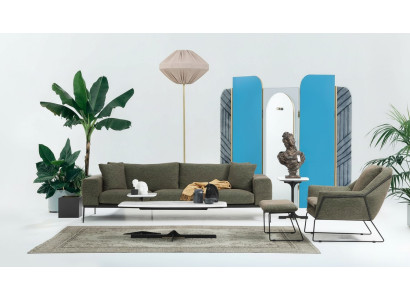 Moderne Sofagarnitur Dreisitzer Sessel Sofa Couch Stoffmöbel Gruppe Set