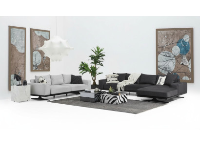 Sofagarnitur Ecksofa L-Form Zweisitzer Sitzer Sessel Stoff Grau 3tlg