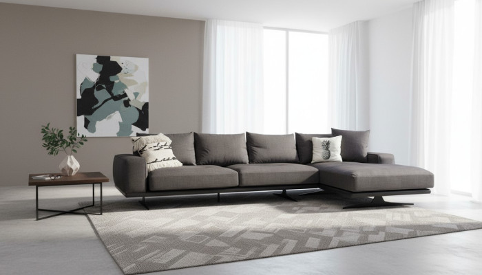 Ecksofa L-Form Sofa Wohnzimmer Grau Modern Stoff Sofas Sitzer Design