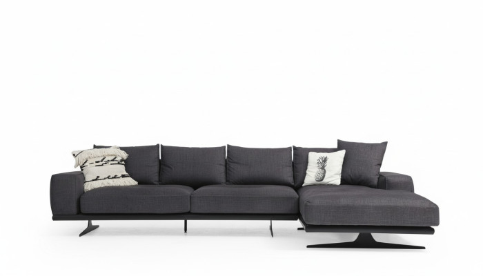 Ecksofa L-Form Sofa Wohnzimmer Grau Modern Stoff Sofas Sitzer Design