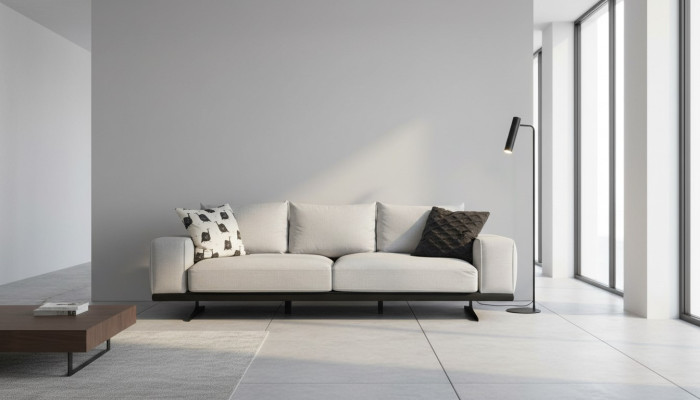 Zweisitzer Sofa 2 Sitzer Stoff Grau Modern Design Wohnzimmer Polyester