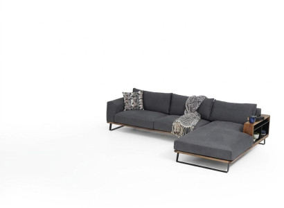 Ecksofa L-Form Sofa Grau Modern Stoff Design Wohnzimmer Polyester
